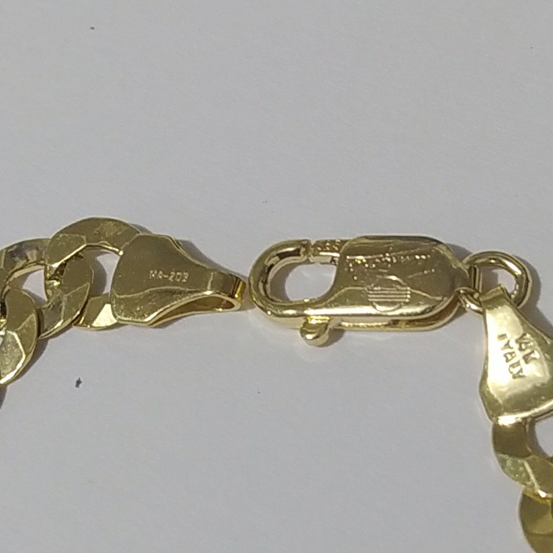 PULSERAS CABALLERO BARBADA AMARILLA ORO 14K 10.7 (NUEVO)