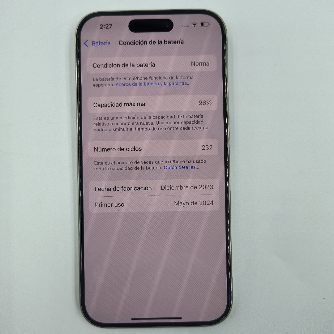 CELULAR APPLE IPHONE 15 PRO A3101 256 GB 8 GB RAM (SEMINUEVO)