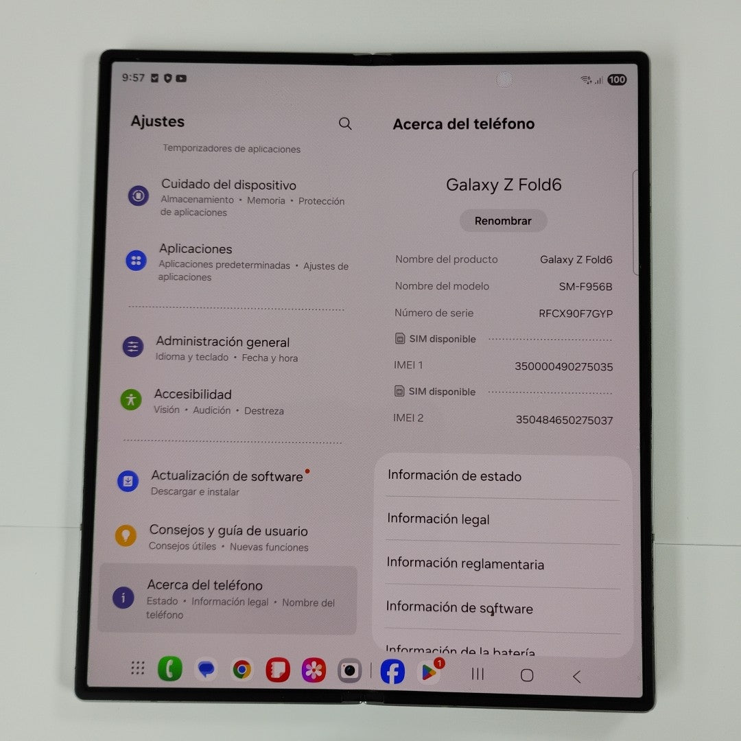 CELULAR SAMSUNG GALAXY Z FOLD6 SM-F956B 512 GB 12 GB RAM (SEMINUEVO)