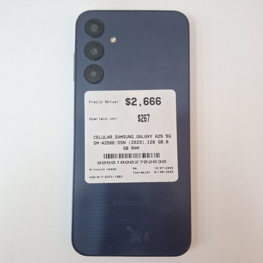 CELULAR SAMSUNG GALAXY A25 5G SM-A256E/DSN (2023) 128 GB 6 GB RAM (SEMINUEVO)