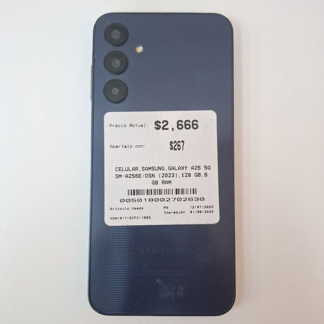 CELULAR SAMSUNG GALAXY A25 5G SM-A256E/DSN (2023) 128 GB 6 GB RAM (SEMINUEVO)