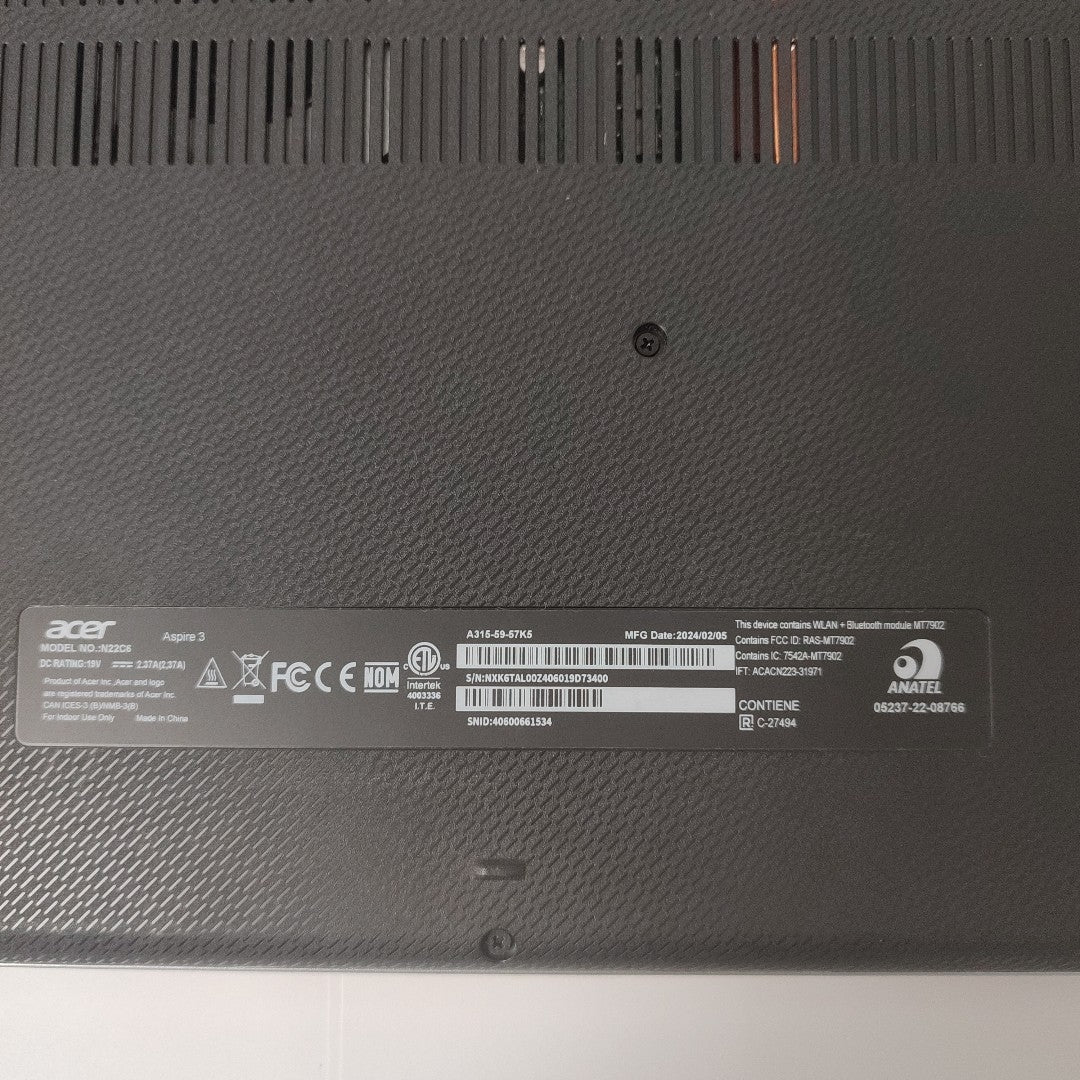 LAPTOP ACER ASPIRE 3 A315-59-57K5 (2024) 1 TB 20 GB RAM (SEMINUEVO)