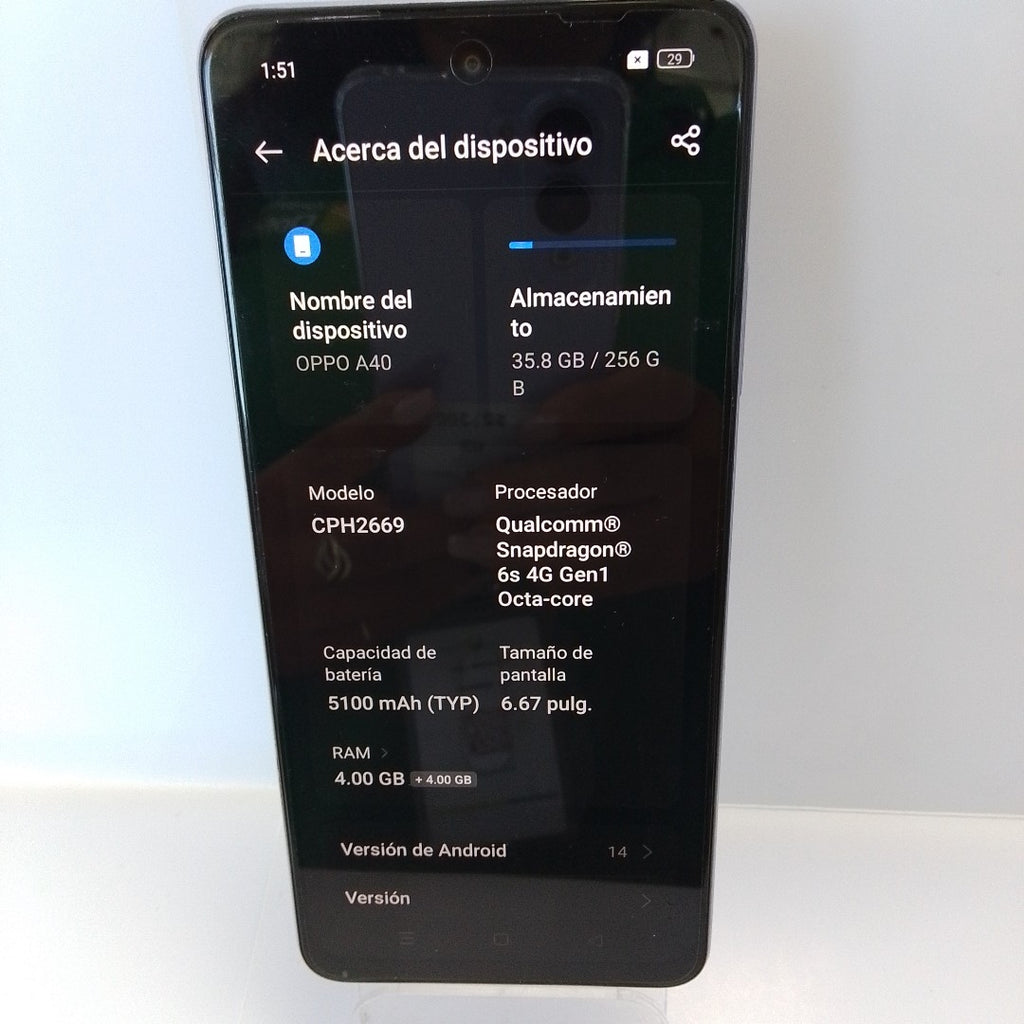 CELULAR OPPO  A40 CPH2669 (2024) 256 GB 4 GB RAM (SEMINUEVO)