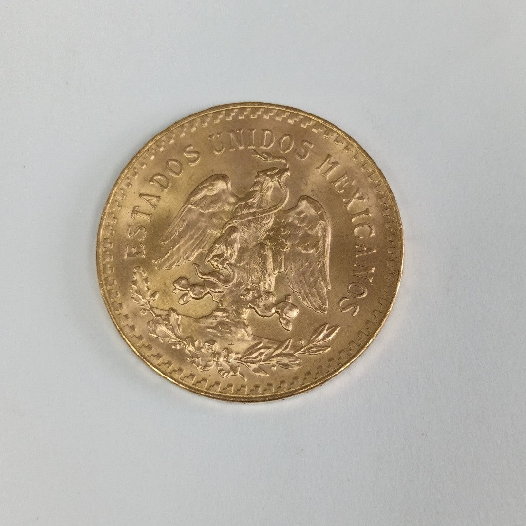K1 41.6 GRMS - DESC.  0 GRAMOS - 21 K - AVALÚO  77126.4 * * IDENTIFICACIÓN  MONEDA NOMINATIVA. * MONEDAS PESOS  50 PESO (SEMINUEVO)