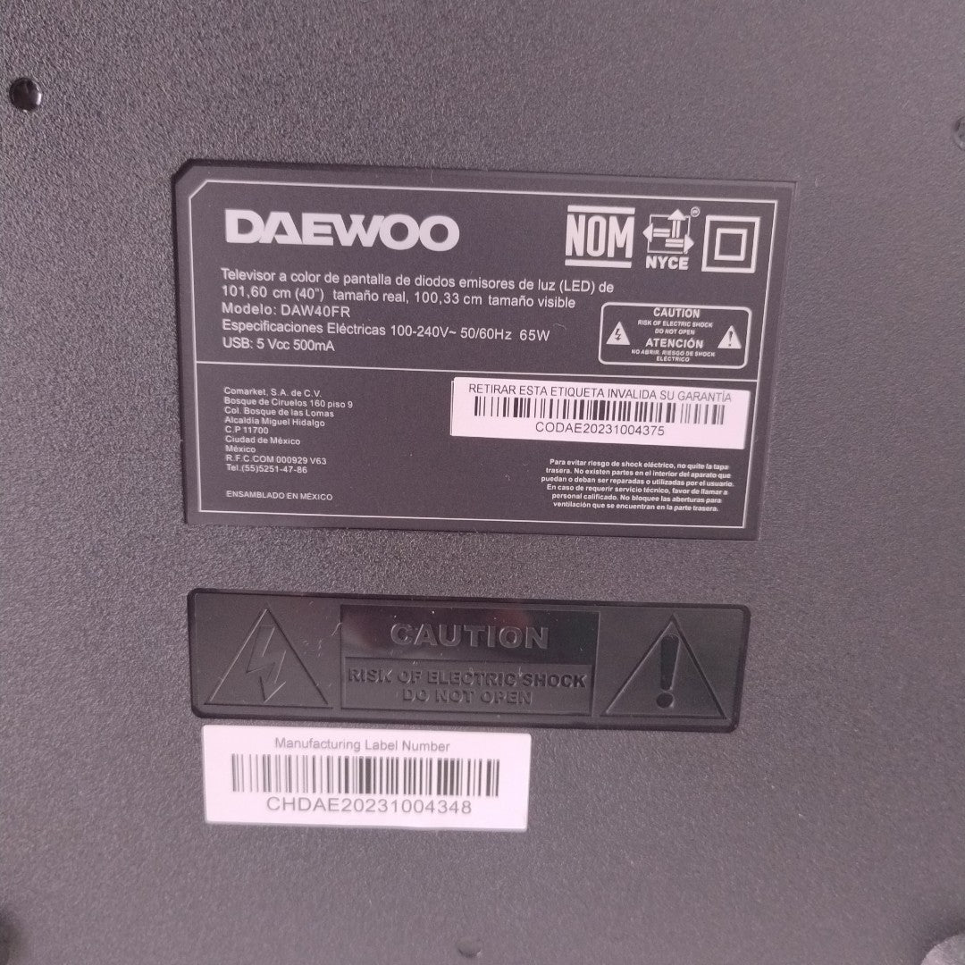 PANTALLA DAEWOO DAW40FR 40" LED FULL HD (SEMINUEVO)