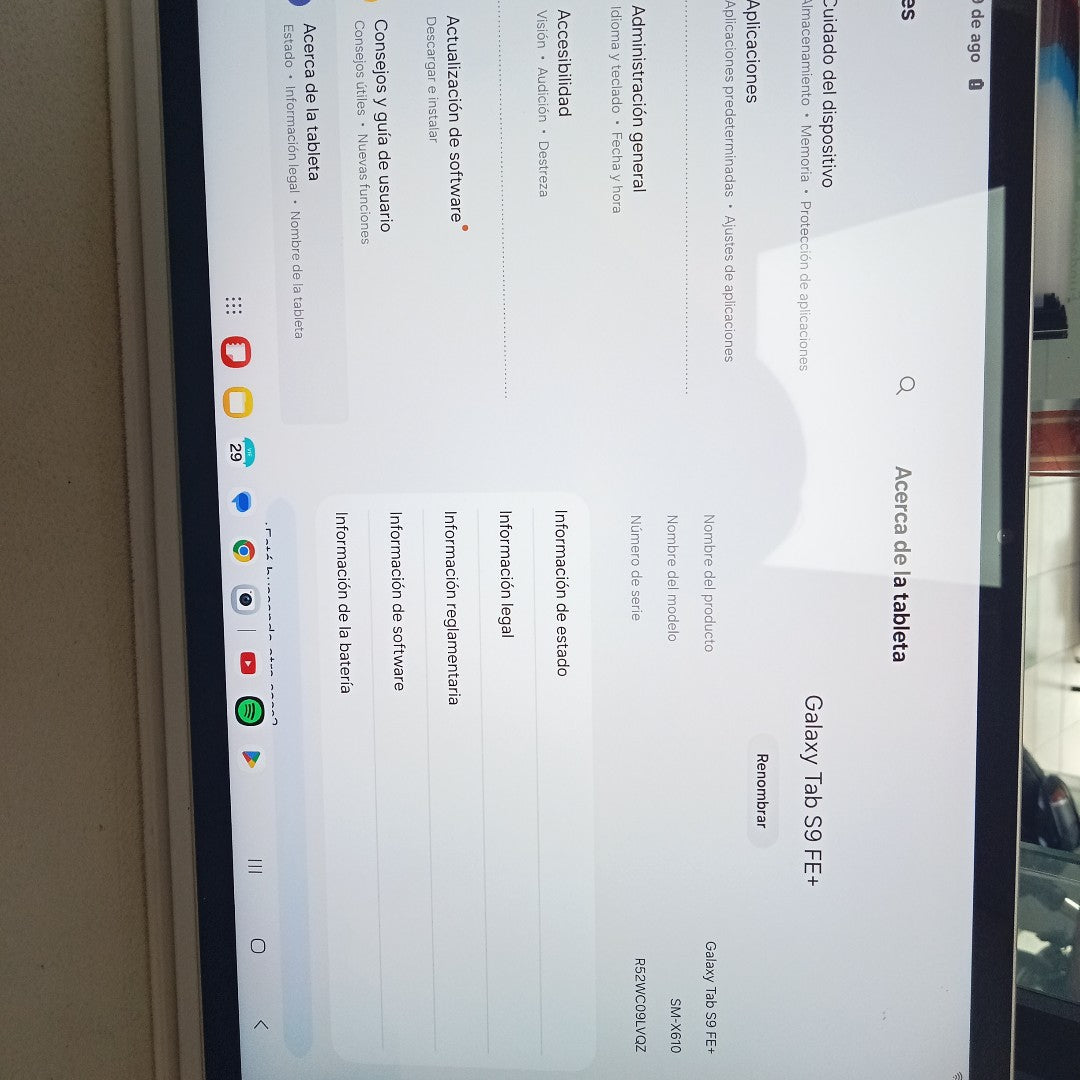 TABLETA SAMSUNG GALAXY TAB S9 FE+ SM-X610 (2023) 256 GB 12 GB RAM (SEMINUEVO)
