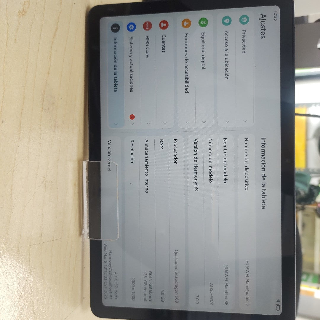 TABLETA HUAWEI MATEPAD SE AGS5-W09 128 GB 4 GB RAM (SEMINUEVO)