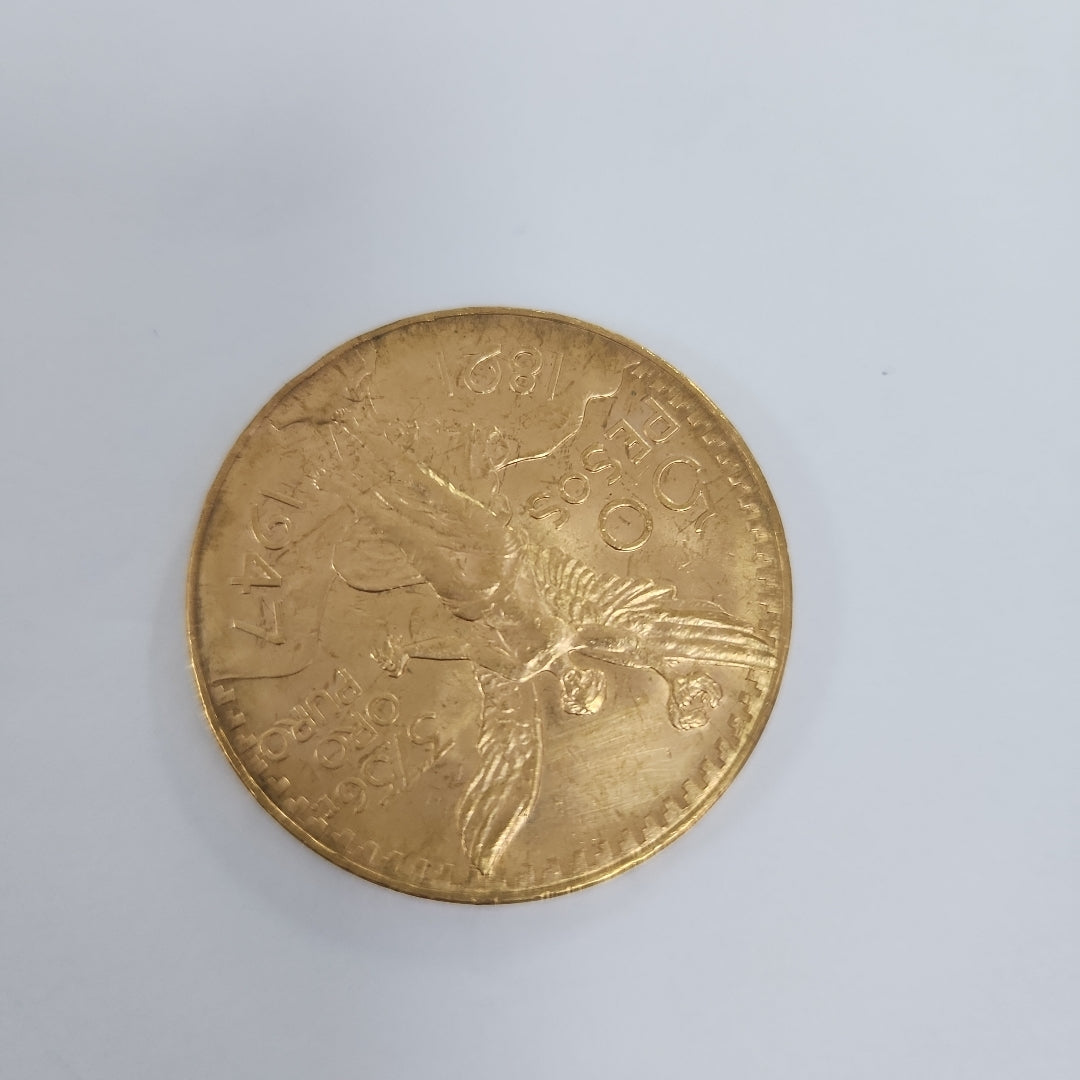 K1 41.6 GRMS 21 K IDENTIFICACIÓN MONEDA NOMINATIVA. MONEDAS PESOS 50 PESO (SEMINUEVO)