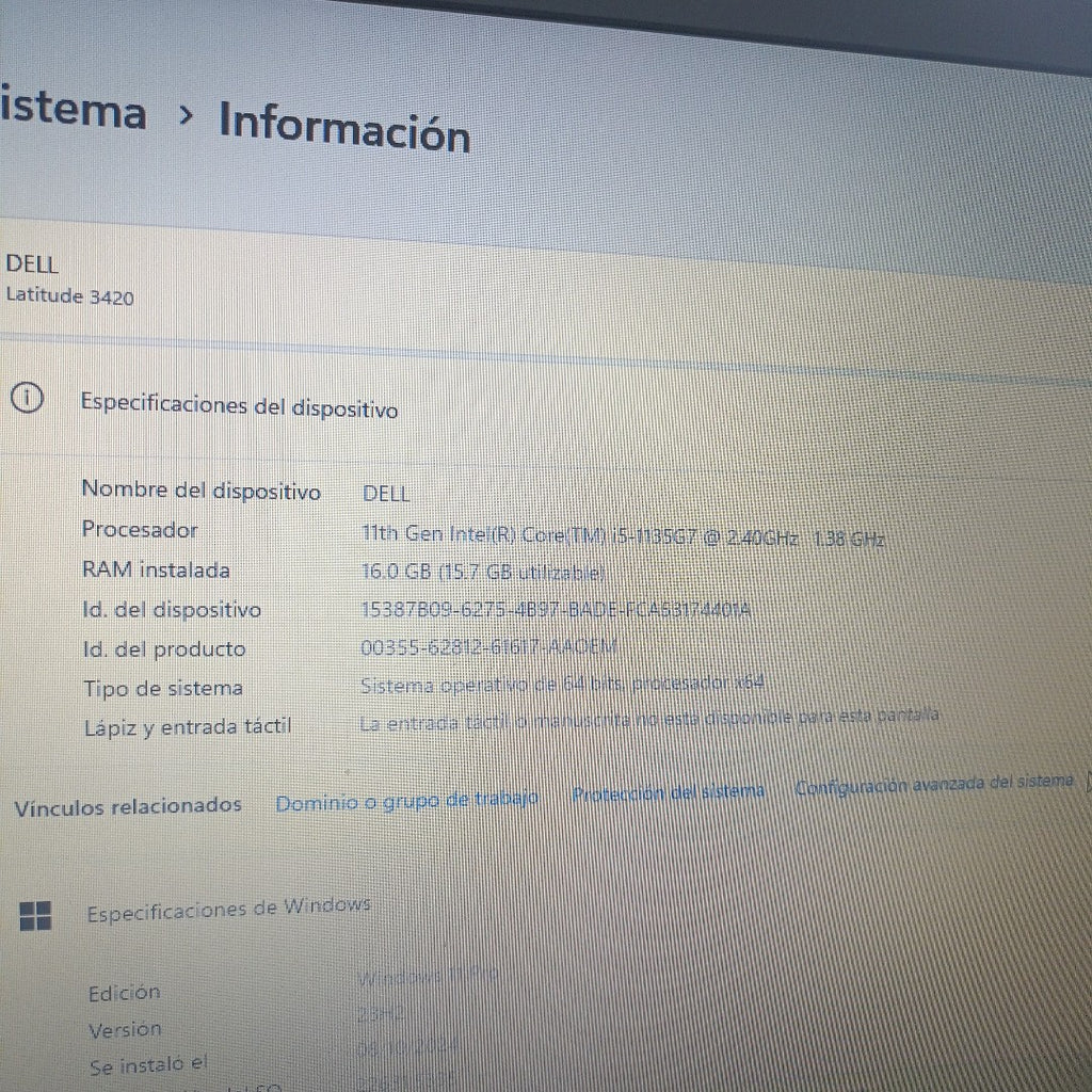 LAPTOP DELL LATITUDE 3420 (2022) 256 GB SSD 16 GB RAM