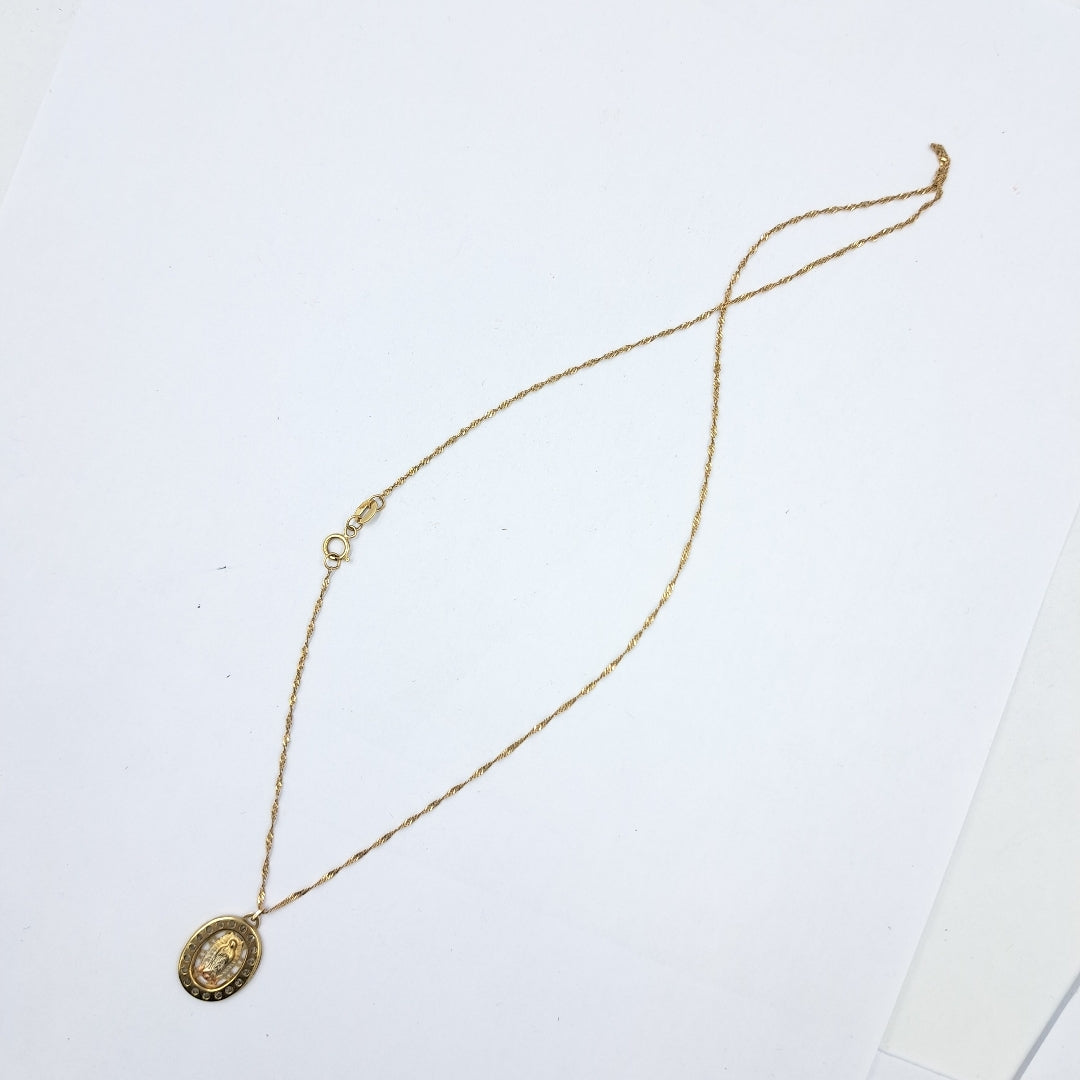 CADENA, MEDALLA RELIGIOSA. ORO. 10 K 1.9 GRMS (SEMINUEVO)