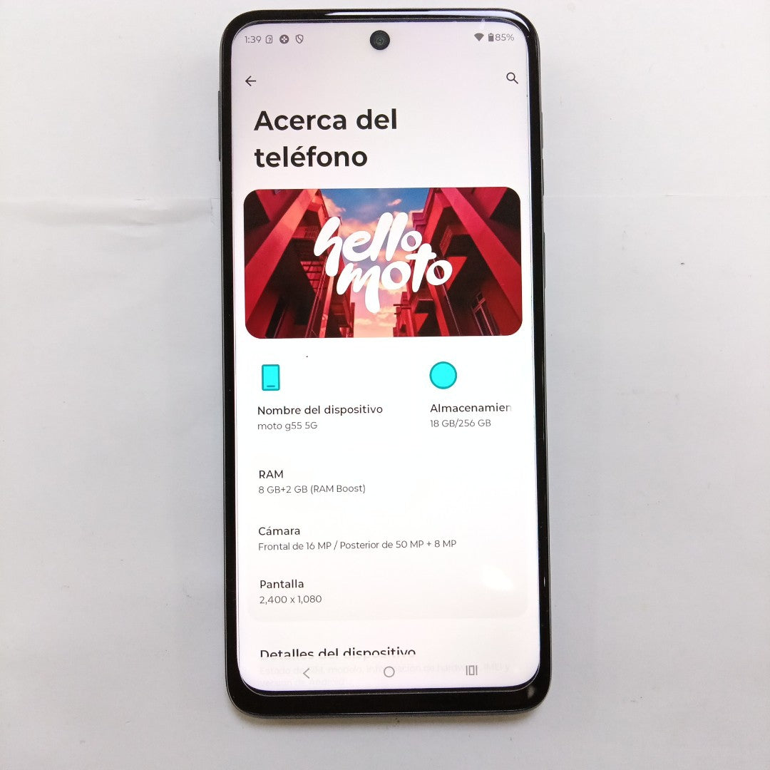 CELULAR MOTOROLA MOTO G55 5G XT2435-1(2024) 256 GB 8 GB RAM (SEMINUEVO)