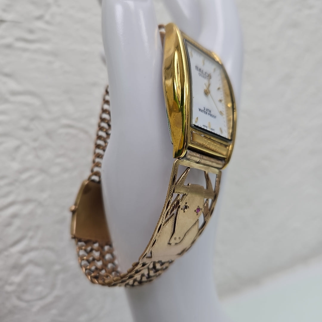 RELOJ CAJA ACERO PULSO ORO. ORO. 10 K 53.6 GRMS (SEMINUEVO)