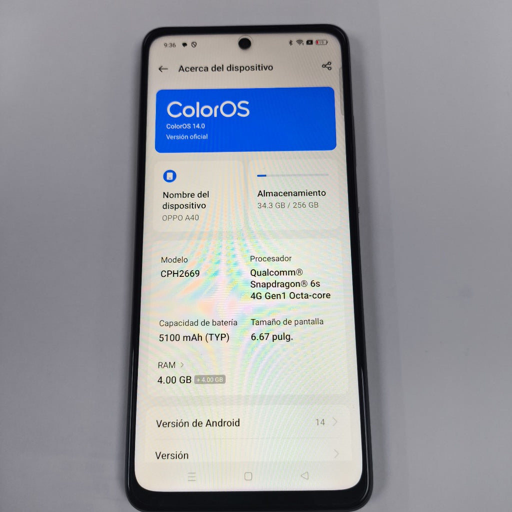CELULAR OPPO  A40 CPH2669 (2024) 256 GB 4 GB RAM (SEMINUEVO)