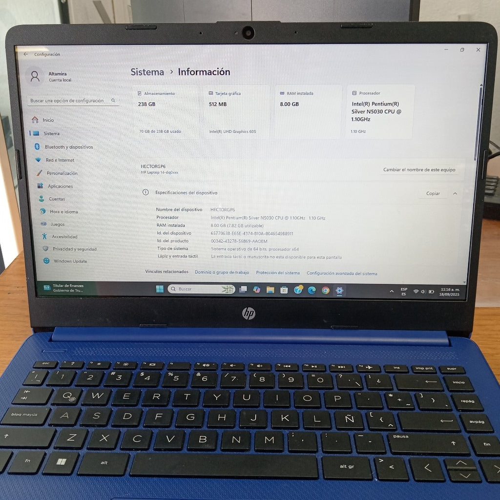 LAPTOP HP 14-DQ0508LA (2022) 256 GB SSD 8 GB RAM (SEMINUEVO)
