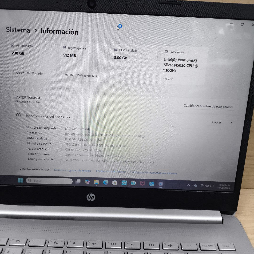 LAPTOP HP 14-DQ0505LA (2023) 256 GB SSD 8 GB RAM (SEMINUEVO)