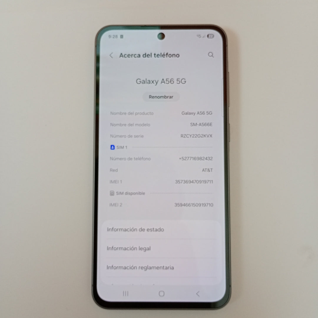 CELULAR SAMSUNG GALAXY A56 SM-A566E (2025) 256 GB 8 GB RAM (SEMINUEVO)