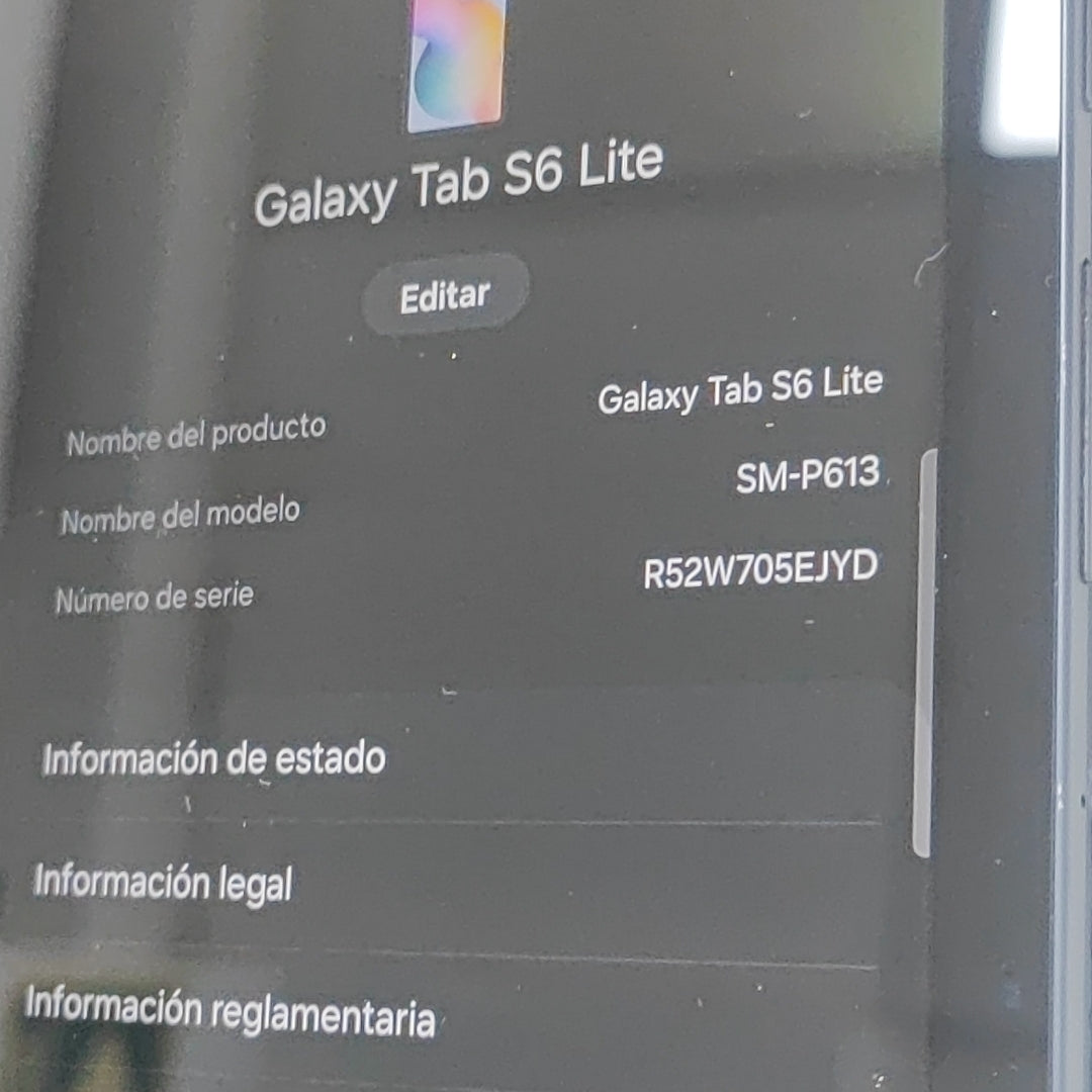 TABLETA SAMSUNG GALAXY TAB S6 LITE SM-P613 64 GB 4 GB RAM (SEMINUEVO)