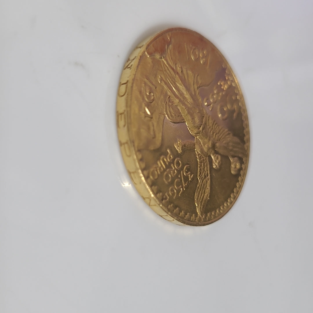 K1 41,60 GRMS - DTO. 0,00 GRMS - 21 K - AVALÚO 76003,20 * IDENTIFICACIÓN MONEDA NOMINATIVA * MONEDAS PESOS 50 PESOS (SEMINUEVO)