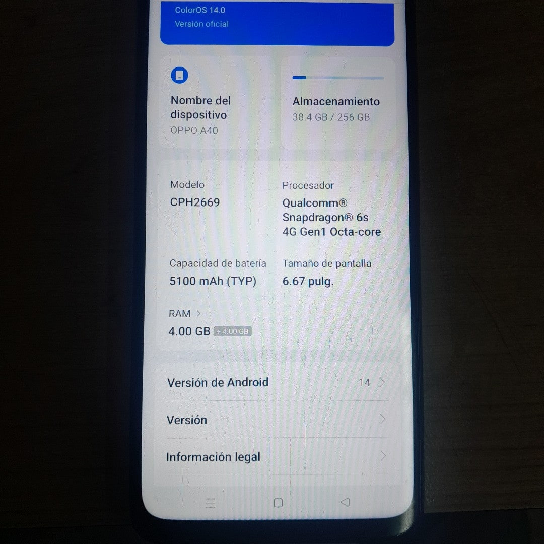 CELULAR OPPO  A40 CPH2669 (2024) 256 GB 4 GB RAM (SEMINUEVO)