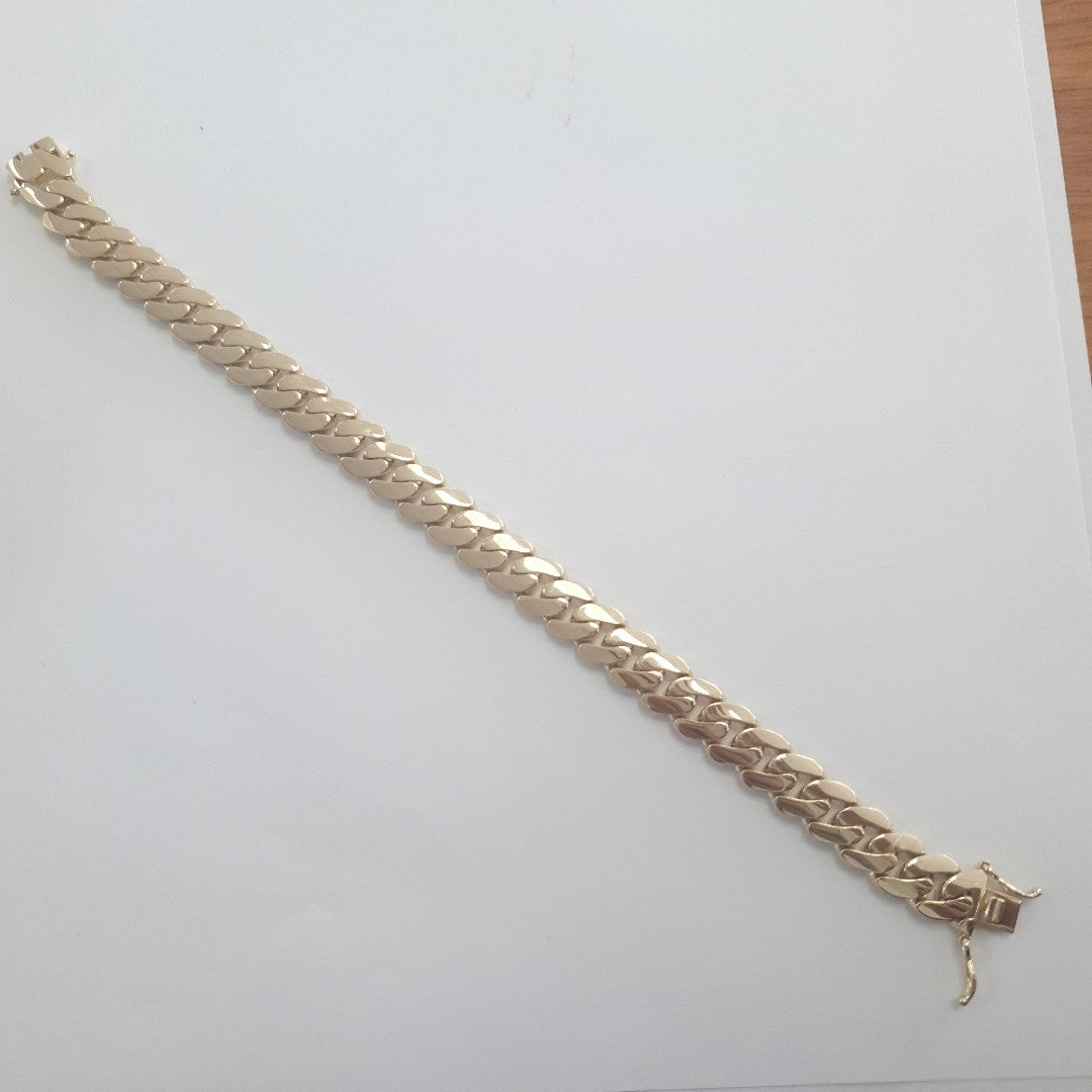 PULSERAS CABALLERO BARBADA AMARILLA ORO 14K 20.3 (NUEVO)