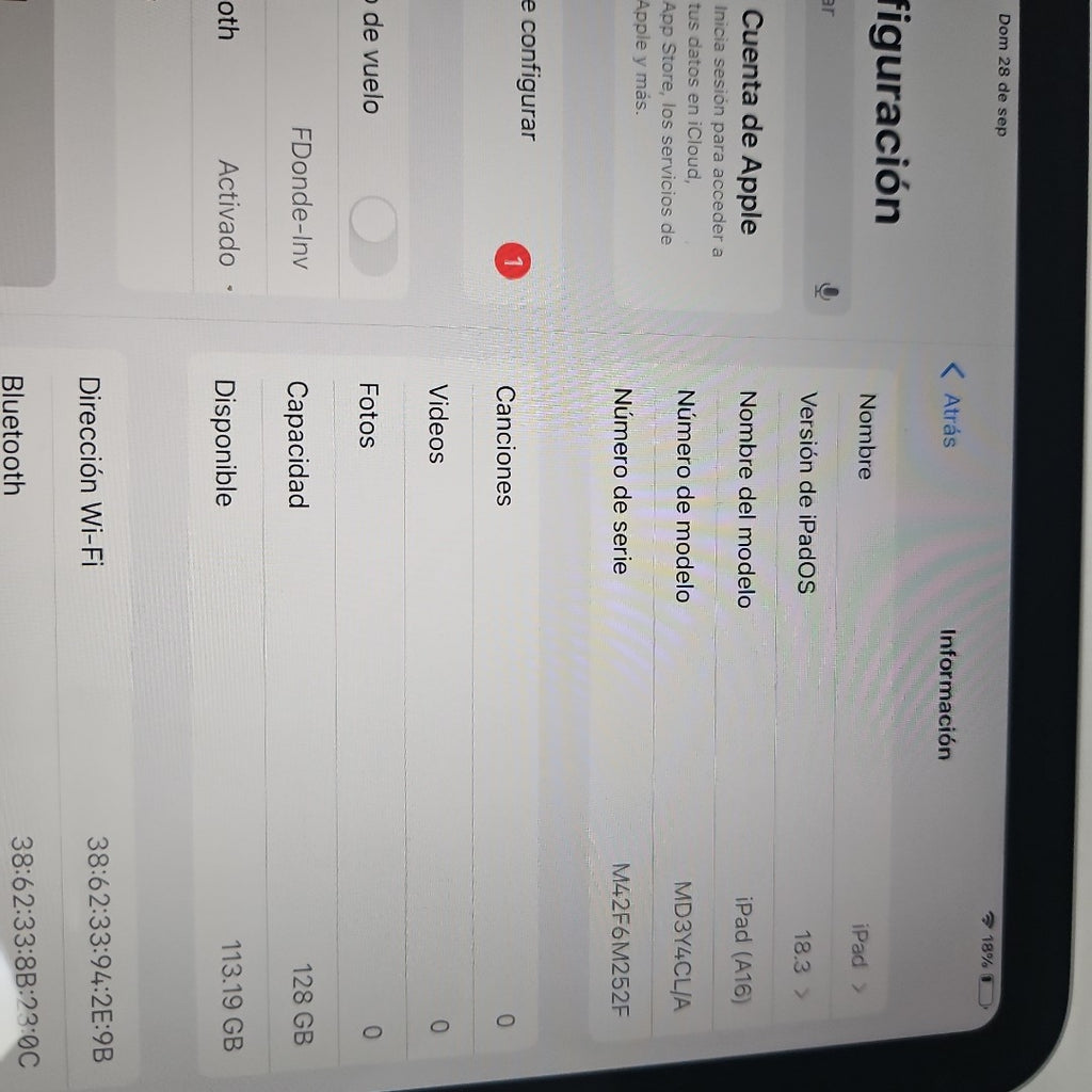 TABLETA APPLE IPAD A16 A3354 (2025) 128 GB 6 GB RAM (SEMINUEVO)