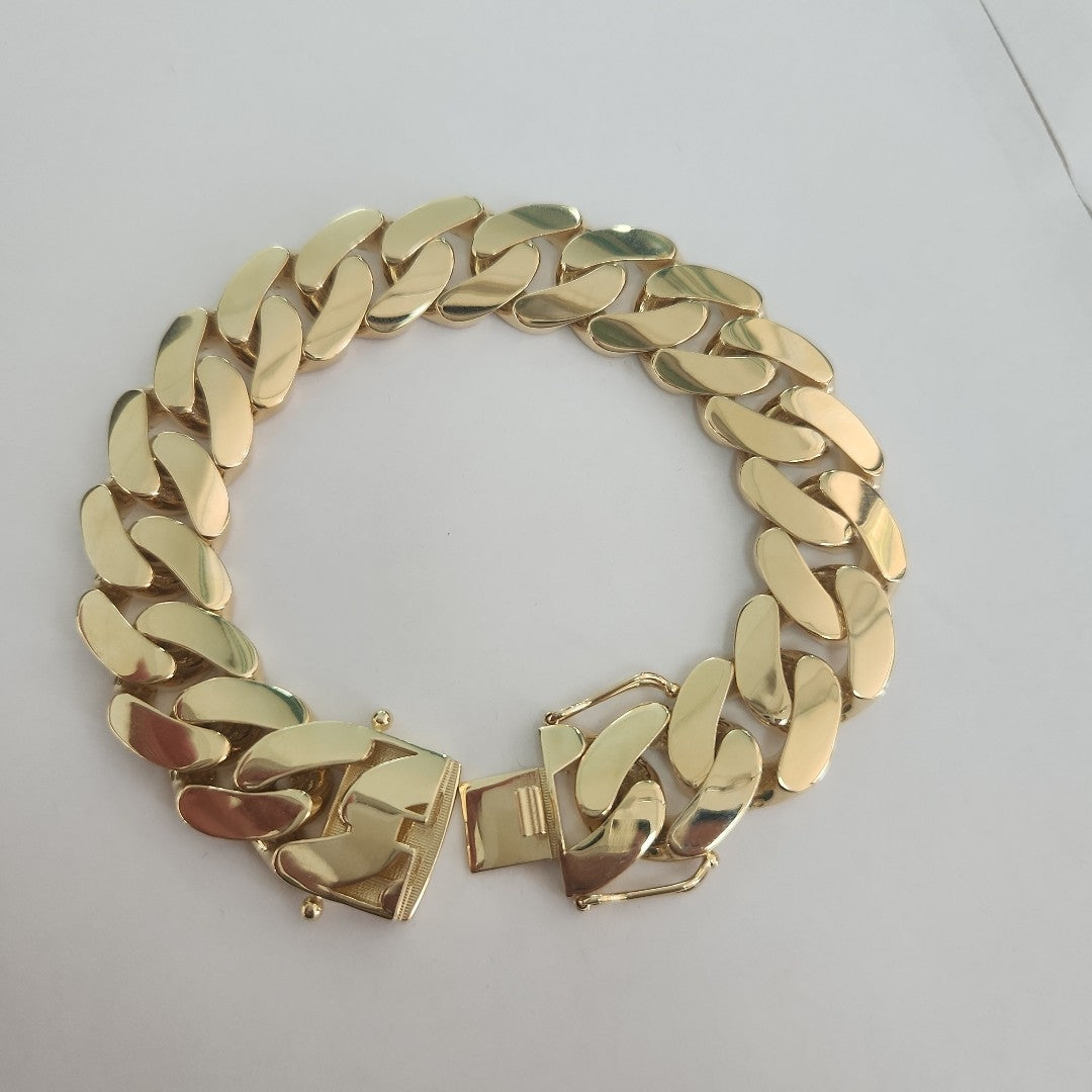 PULSERAS CABALLERO BARBADA AMARILLA ORO 14K 32.5 (NUEVO)