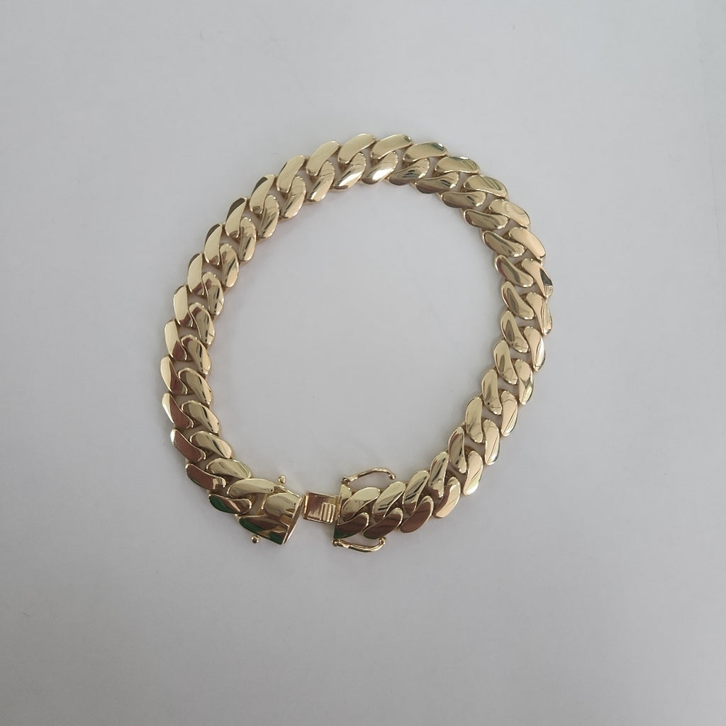 PULSERAS CABALLERO BARBADA AMARILLA ORO 14K 19.8 (NUEVO)