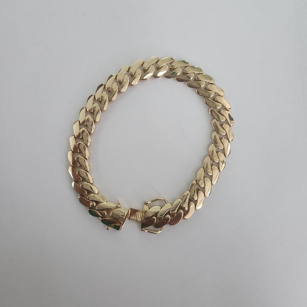 PULSERAS CABALLERO BARBADA AMARILLA ORO 14K 19.8 (NUEVO)
