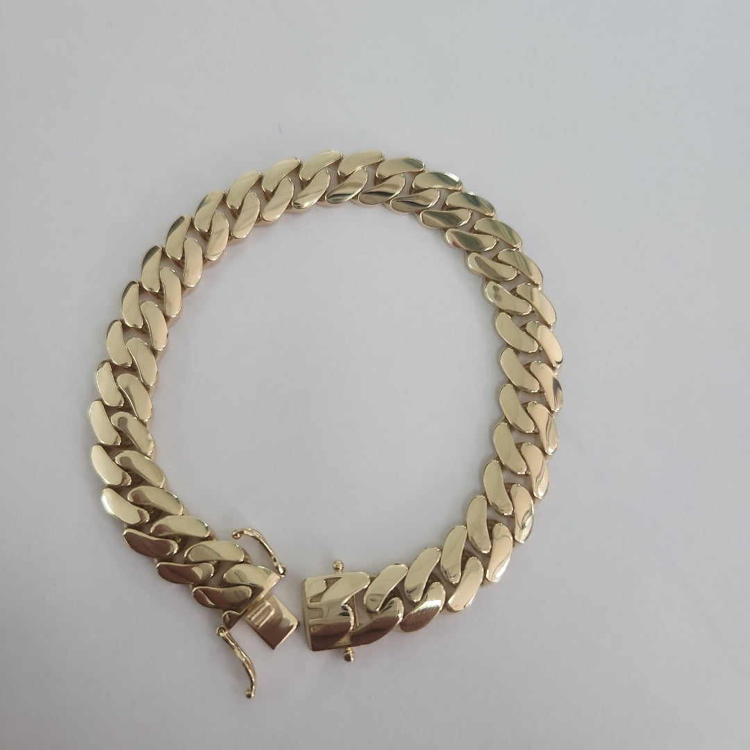 PULSERAS CABALLERO BARBADA AMARILLA ORO 14K 19.8 (NUEVO)