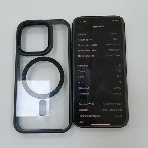 CELULAR APPLE IPHONE 15 PRO A3101 256 GB 8 GB RAM (SEMINUEVO)