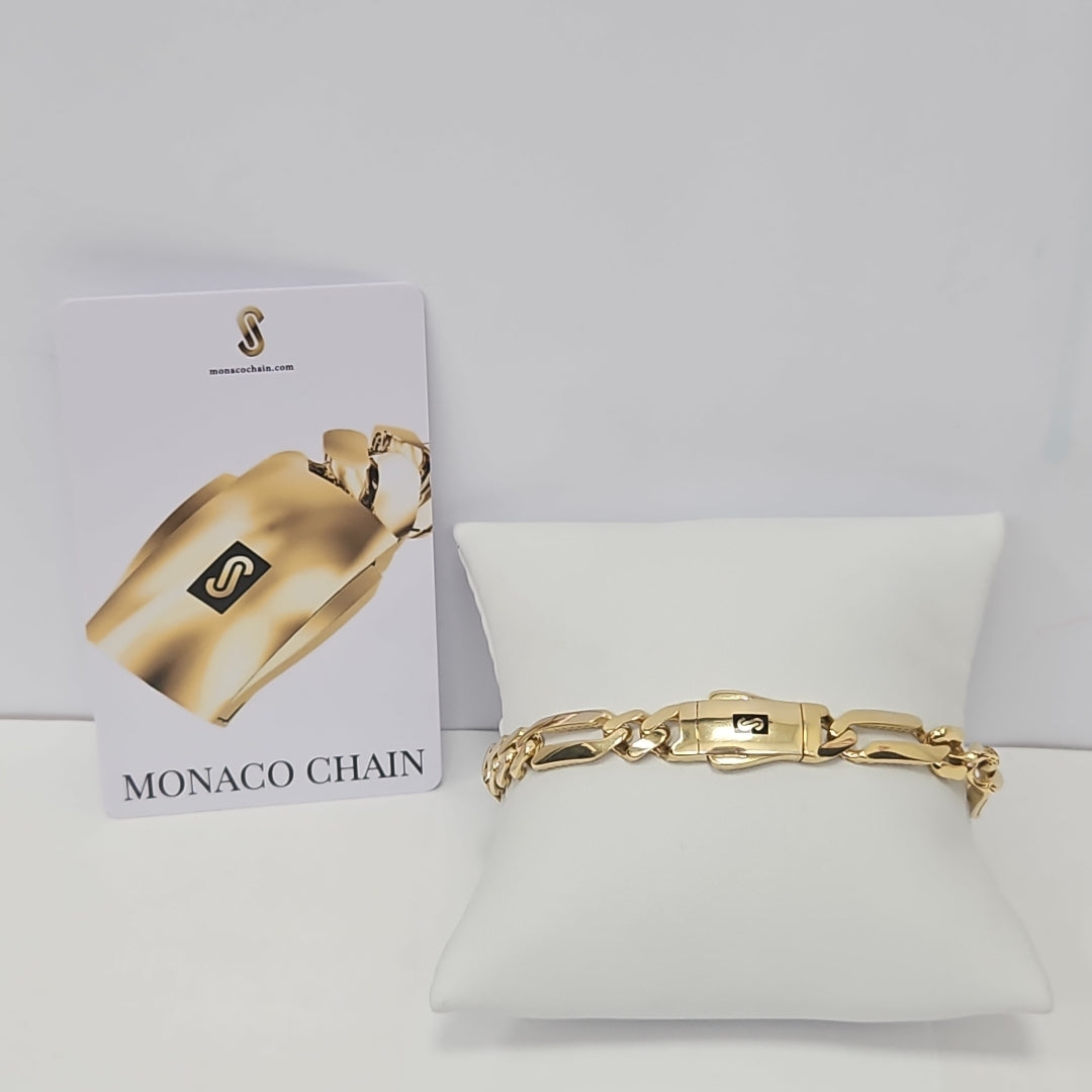 PULSERA CABALLERO MONACO ORO 14K 10.1 (NUEVO)