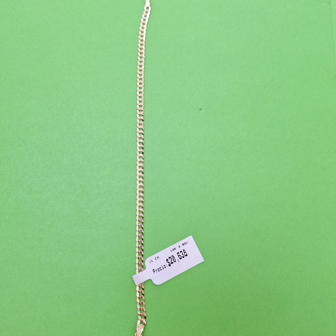 PULSERAS CABALLERO BARBADA AMARILLA ORO 14K 4.8 (NUEVO)