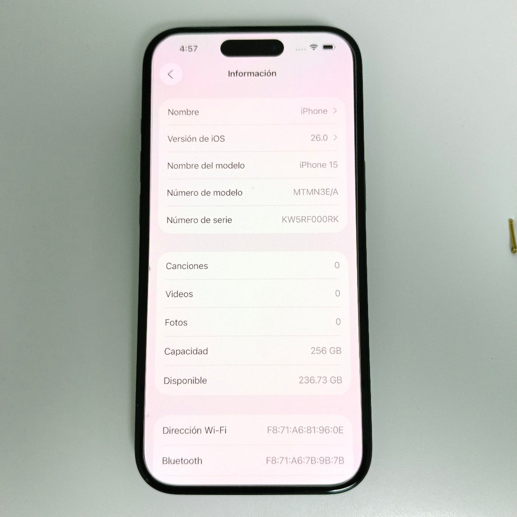 CELULAR APPLE IPHONE 15 A3089 (2023) 256 GB 6 GB RAM (SEMINUEVO)