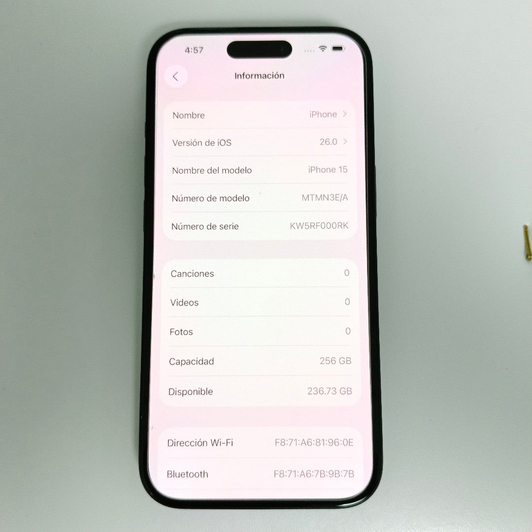 CELULAR APPLE IPHONE 15 A3089 (2023) 256 GB 6 GB RAM (SEMINUEVO)