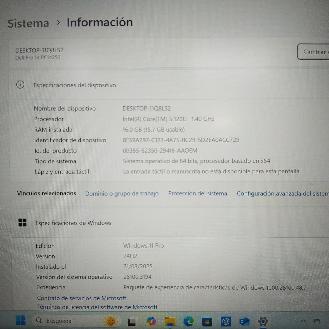 LAPTOP DELL PRO 14 (2025) 512 GB SSD 16 GB RAM (SEMINUEVO)