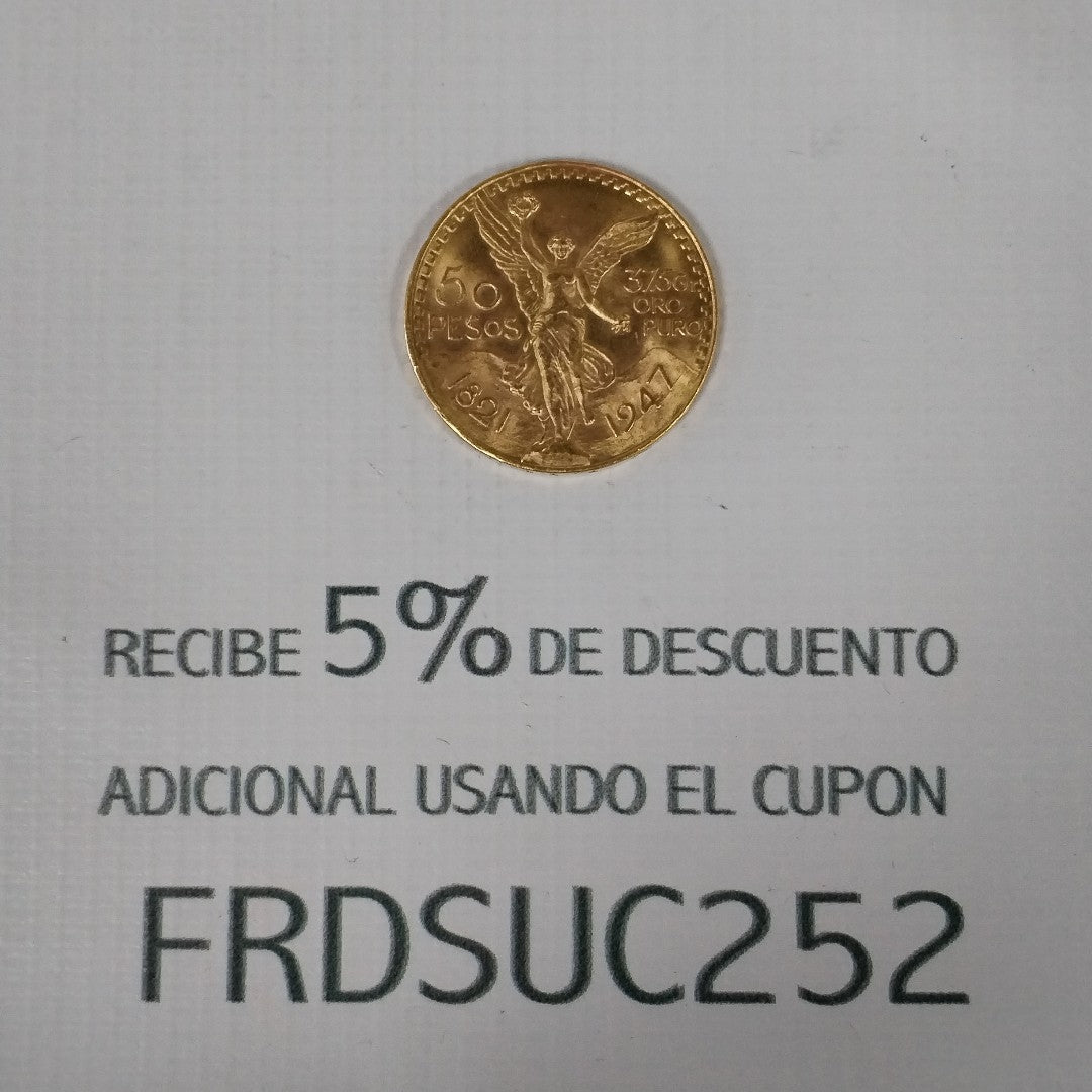 K1 41.6 GRMS 21 K IDENTIFICACIÓN MONEDA NOMINATIVA. MONEDAS PESOS 50 PESO (SEMINUEVO)