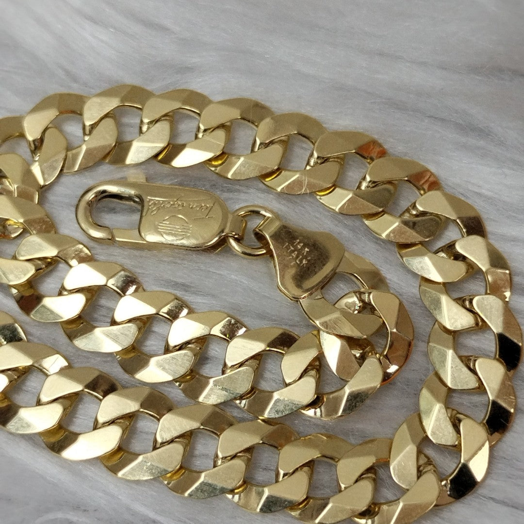 PULSERAS CABALLERO BARBADA AMARILLA ORO 14K 15.6 (NUEVO)