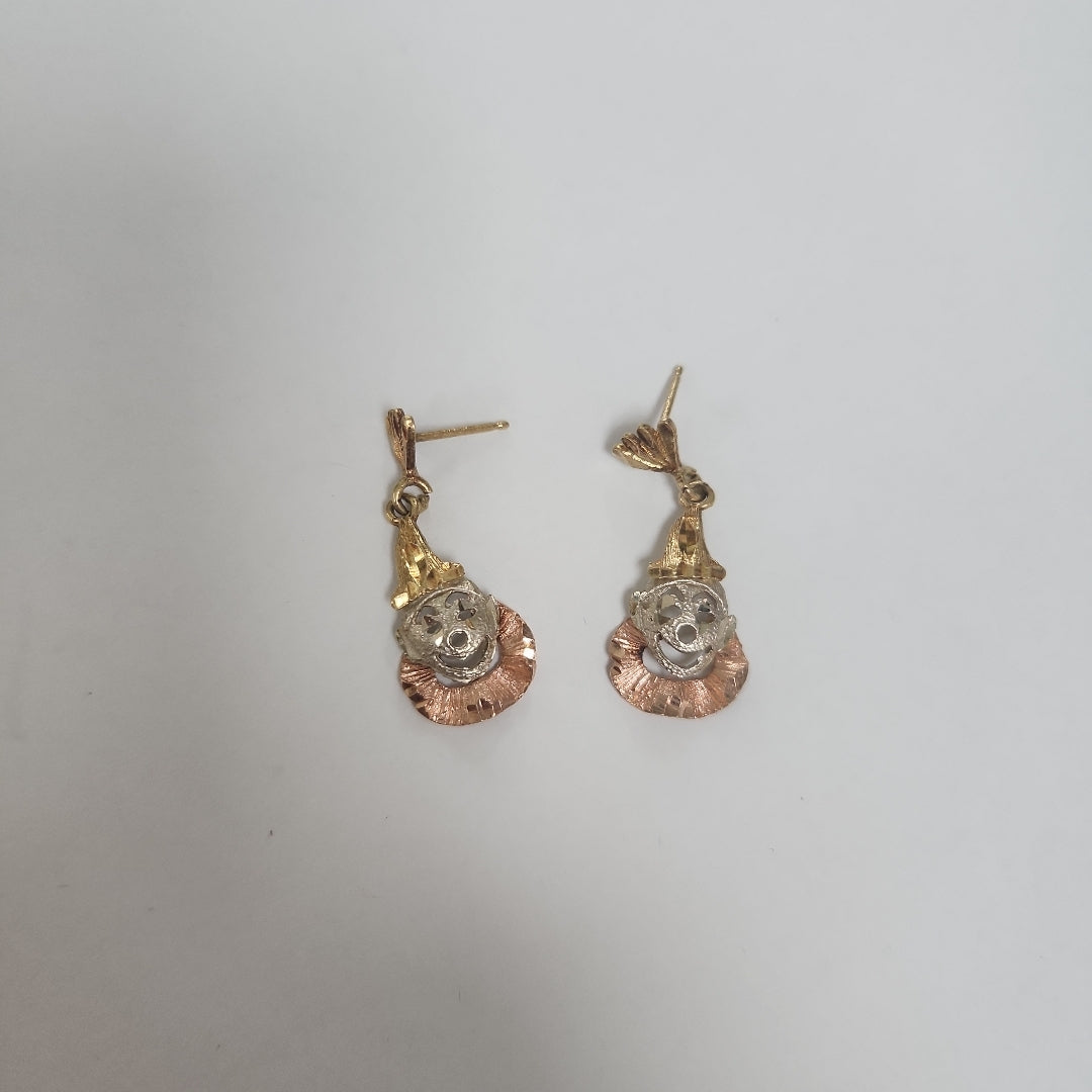 ARETES PAR. ORO, ORO COMBINADO. 14 K 2.6 GRMS (SEMINUEVO)