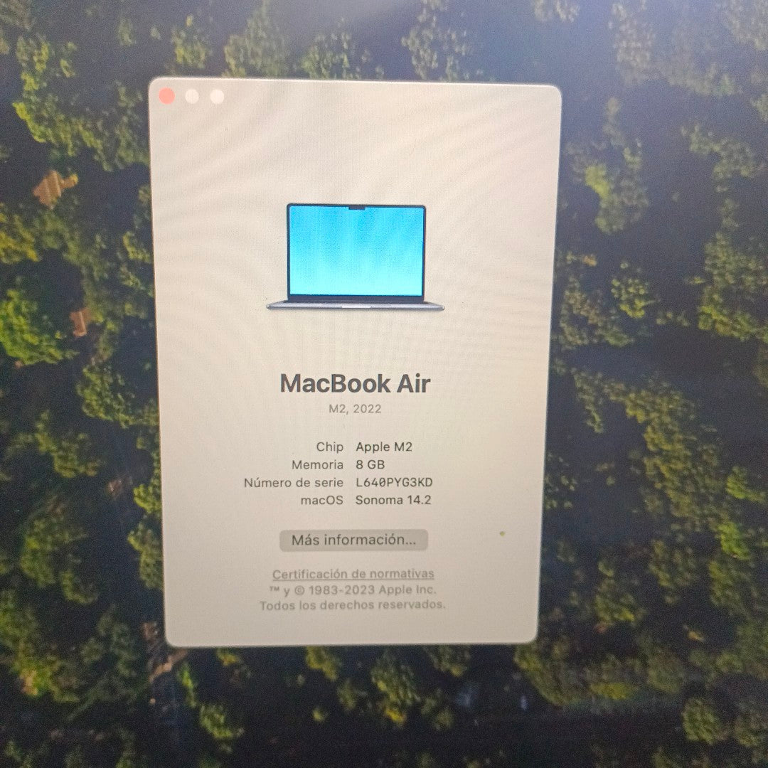 LAPTOP APPLE MACBOOK AIR 13" 2022 3.49 A2681 (8 CPU/8 GPU) 512 GB SSD 8 GB RAM