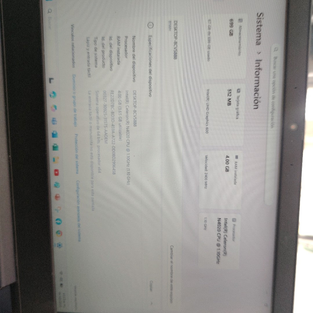 LAPTOP LENOVO IDEAPAD 1 14IGL05 (2022) 128 GB SSD 4 GB RAM (SEMINUEVO)