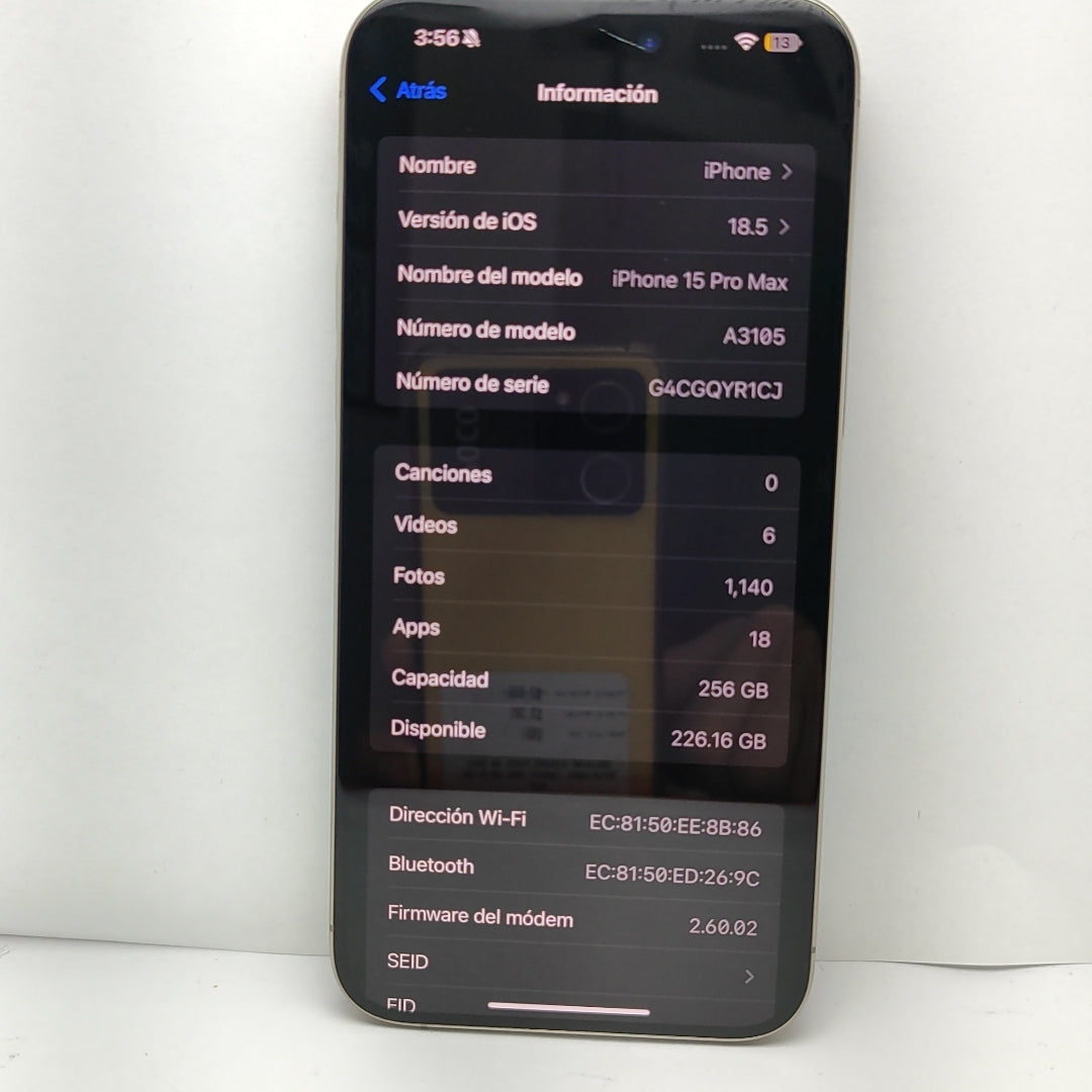 CELULAR APPLE IPHONE 15 PRO MAX A3105 (2023) 256 GB 8 GB RAM (SEMINUEVO)