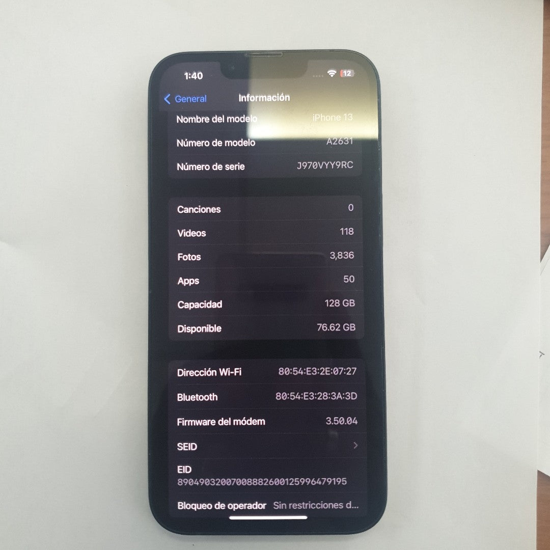 CELULAR APPLE IPHONE 13 A2631 128 GB 4 GB RAM