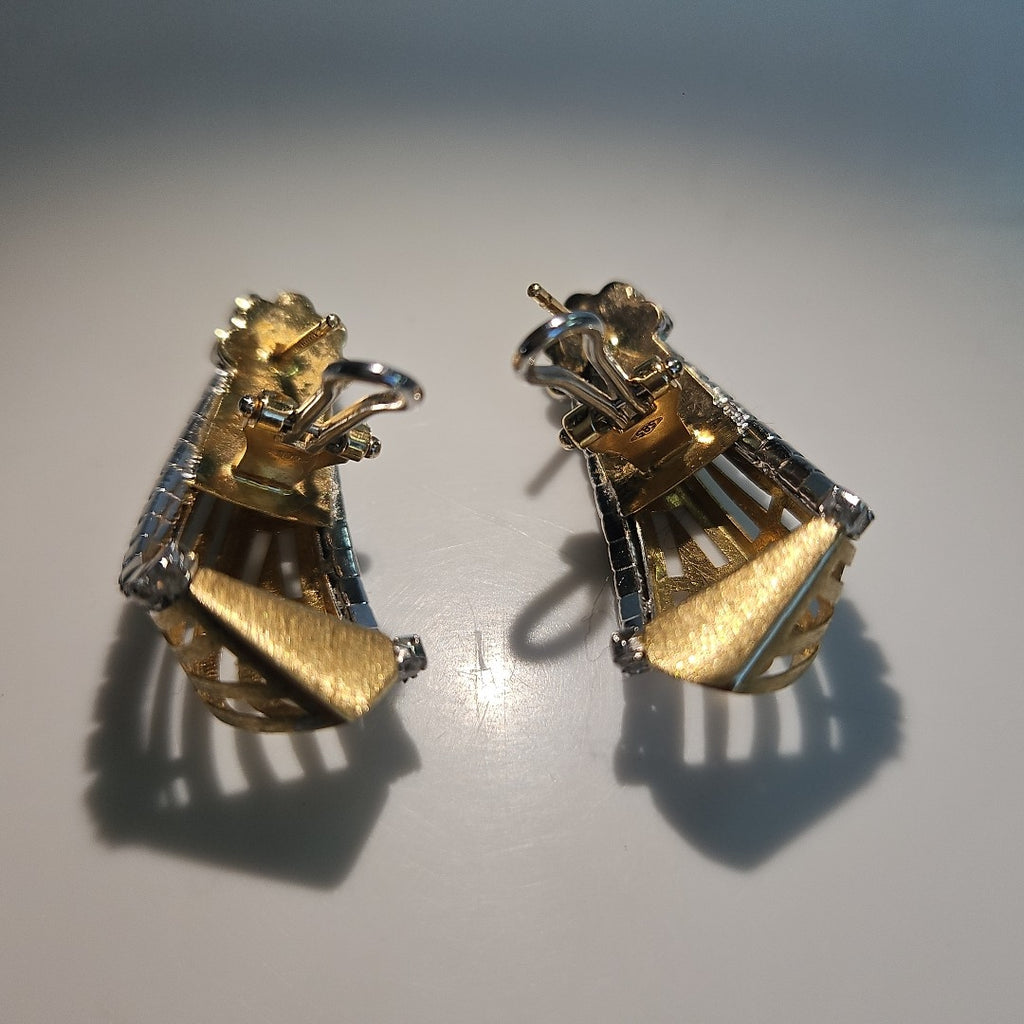 ARETES PAR. ORO, ORO BLANCO. 14 K 6.6 GRMS (SEMINUEVO)
