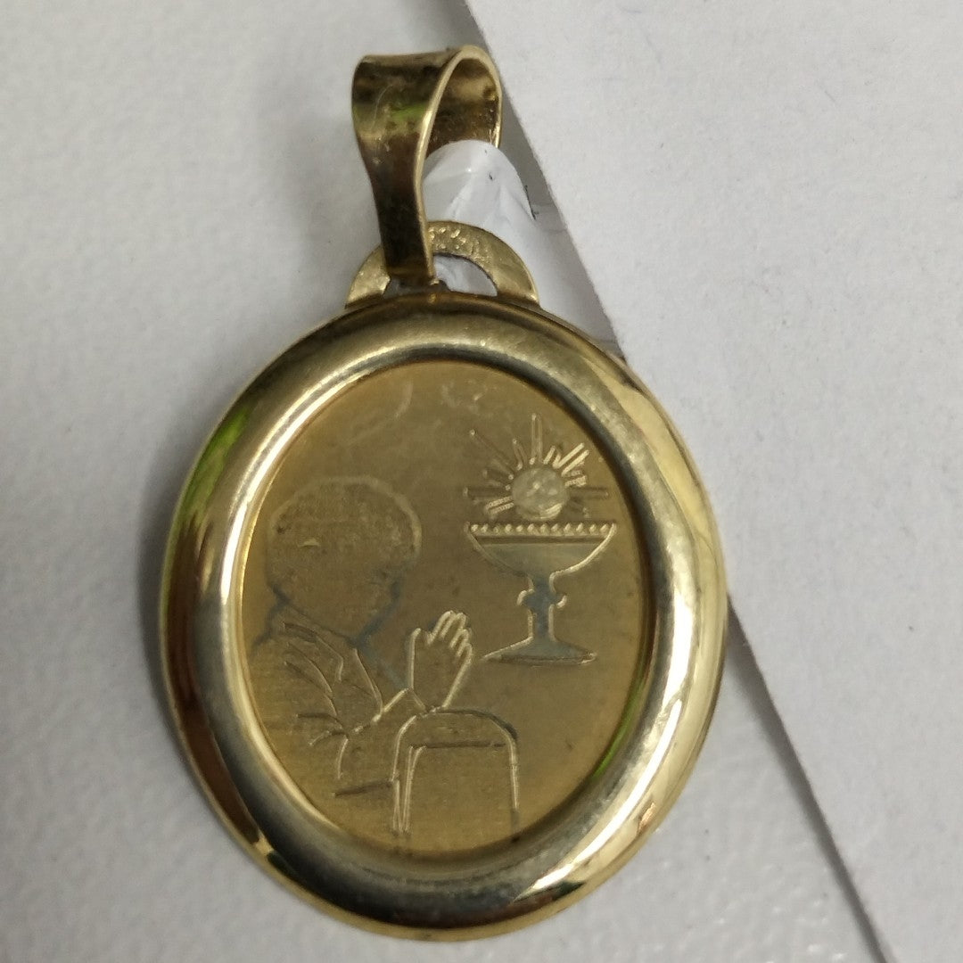 10023REL00000B846 FRD12 MEDALLA PRIMERA COMUNION NIÑO ORO 14K 0.9GRS (NUEVO)