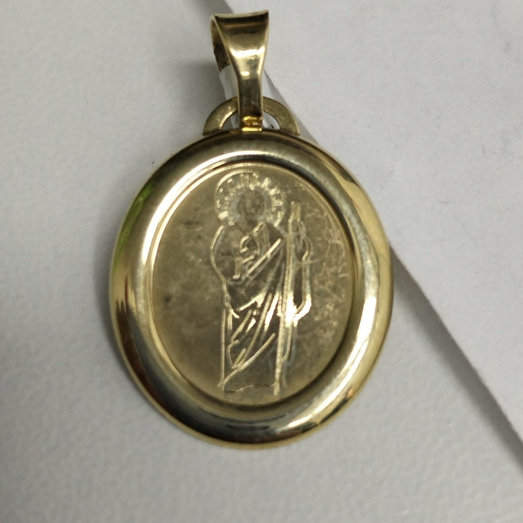 10431REL22100B221 FRD3 MEDALLA OVALADA CON BISEL DE SAN JUDAS TADEO O/A ORO 14K 1GRS (NUEVO)