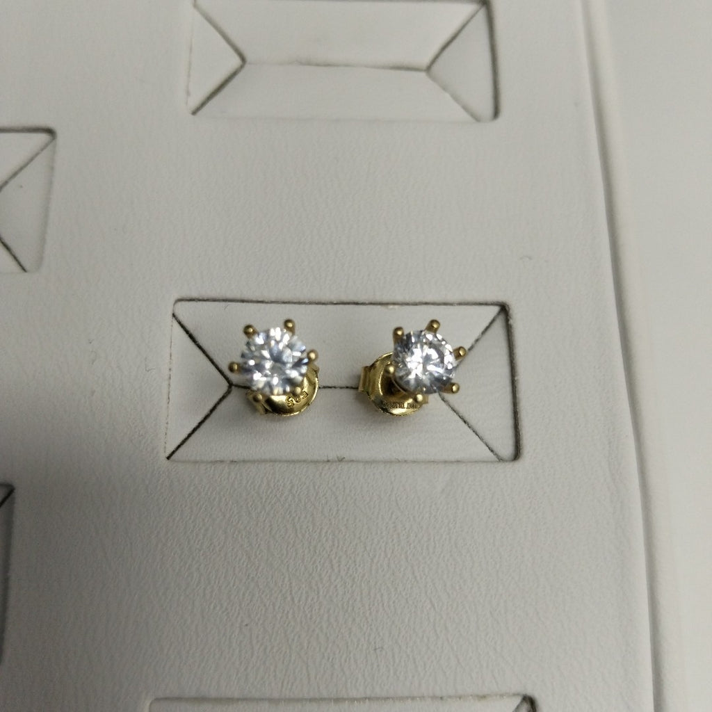 10350BRO00000B892 FRD6 BROQUEL CIRCONIA REDONDA 6 UÑAS ORO 14K 1.2GRS (NUEVO)