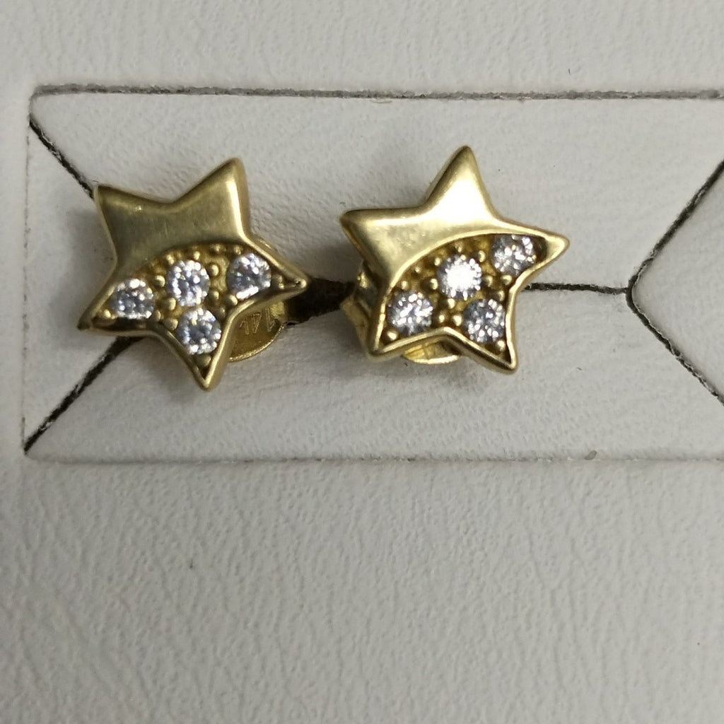 10105BRO00000B2610 FRD23 BROQUEL DE ESTRELLA CON CIRCONIAS ORO 14K 1.2GRS (NUEVO)