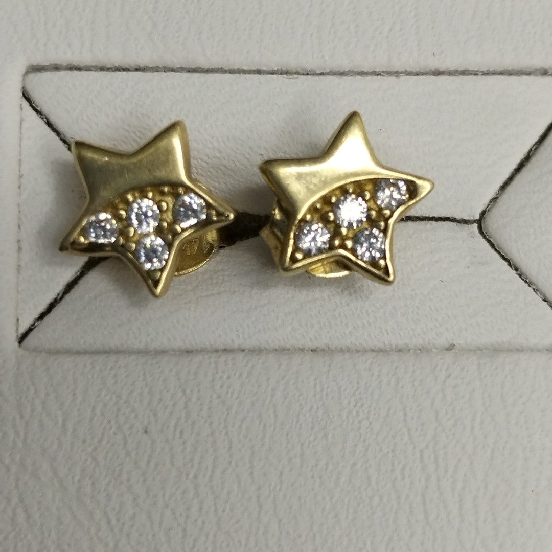 10105BRO00000B2610 FRD23 BROQUEL DE ESTRELLA CON CIRCONIAS ORO 14K 1.2GRS (NUEVO)