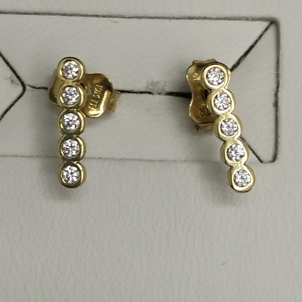 10221BRO00000A2581 FRD23 BROQUEL DE BARRA CON CIRCONIAS ORO 10K 1GRS (NUEVO)