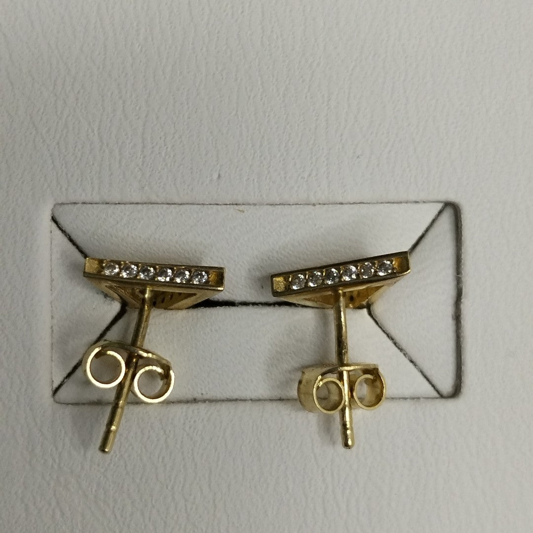 10353BRO00000B1575 FRD11 BROQUEL EN FORMA DE TRIANGULO CON CIRCONIA A LOS COSTADOS ORO 14K 1.4GRS (NUEVO)